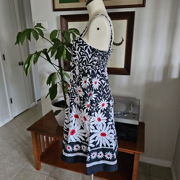 Y2k R&K cotton blend floral lined cups smocked back babydoll knee sundress - Picture 3 of 11